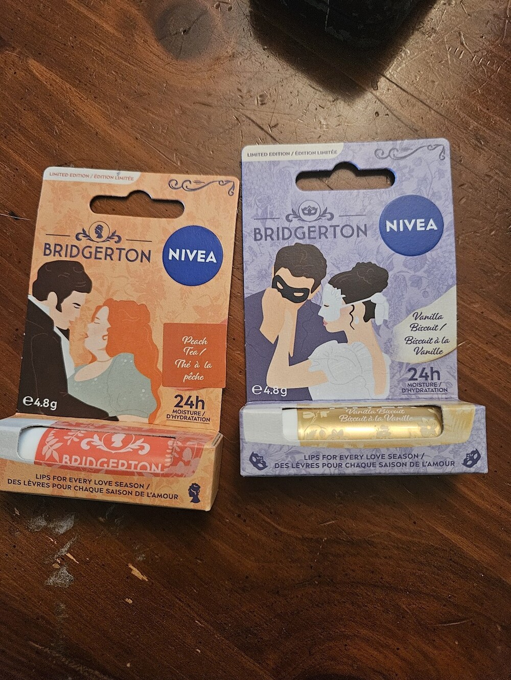 Bridgerton x Nivea Lip Balm Duo - Peach Tea (Peach) & Vanilla Biscuit (Cream)